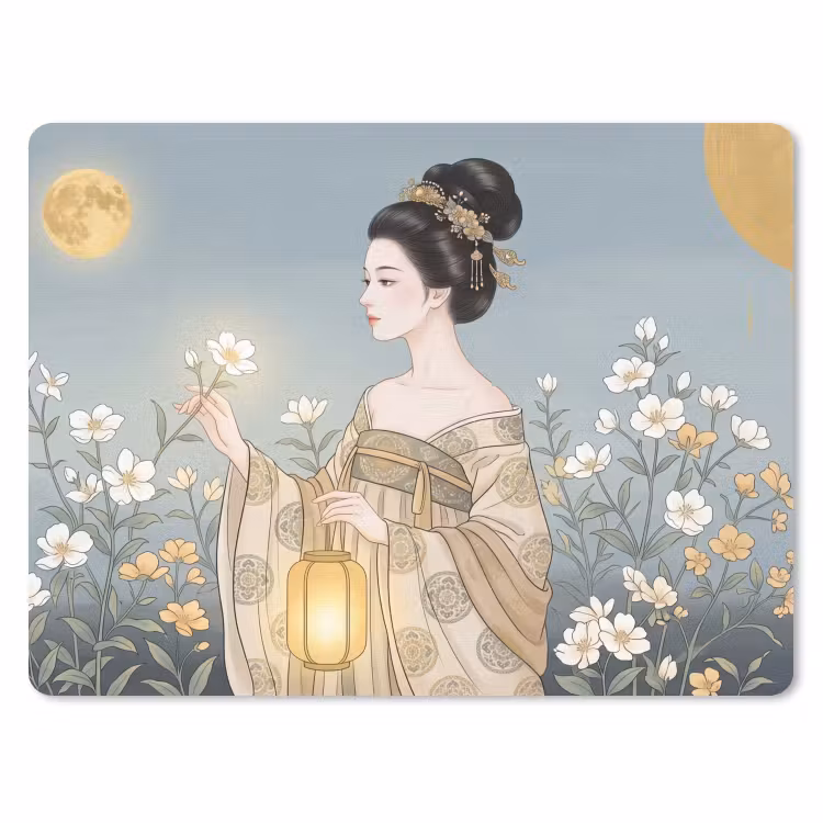 Aziatisch - Vrouw - Kimono muismat rubber klein -3d
