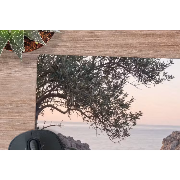 Muismat - Baai - boten - zonsondergang - Baai - boten - zonsondergang muismat rubber klein