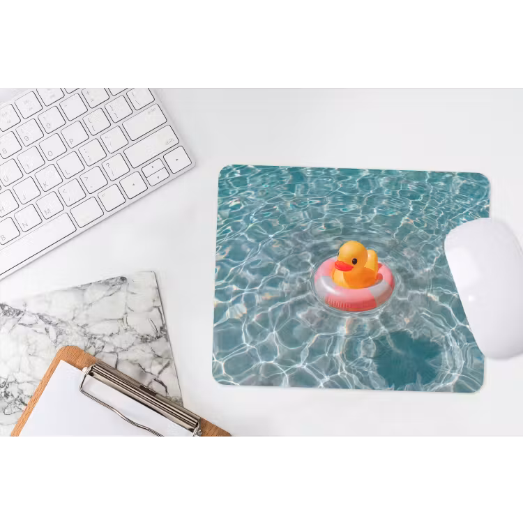 Badeend - Zwemband - Geel muismat rubber klein -witbureau