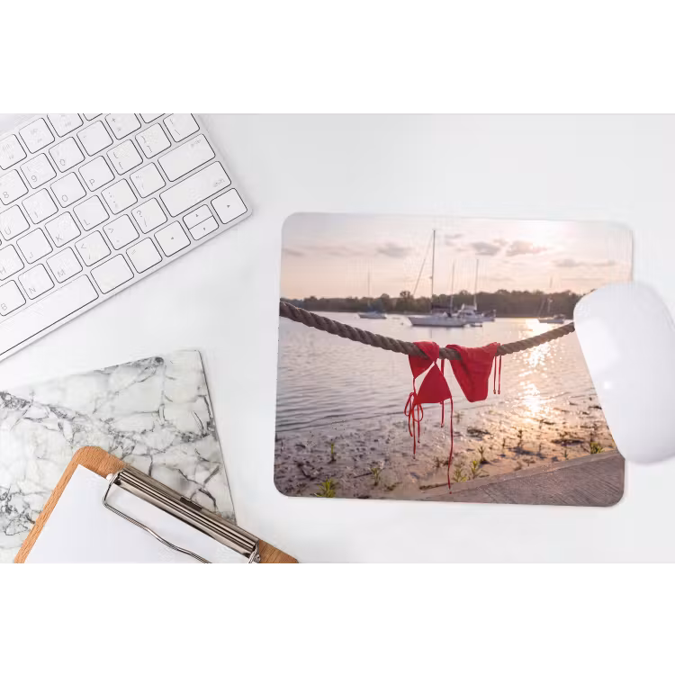 Badkleding - Rood - Zomer - Water - Zonsondergang muismat rubber klein -witbureau
