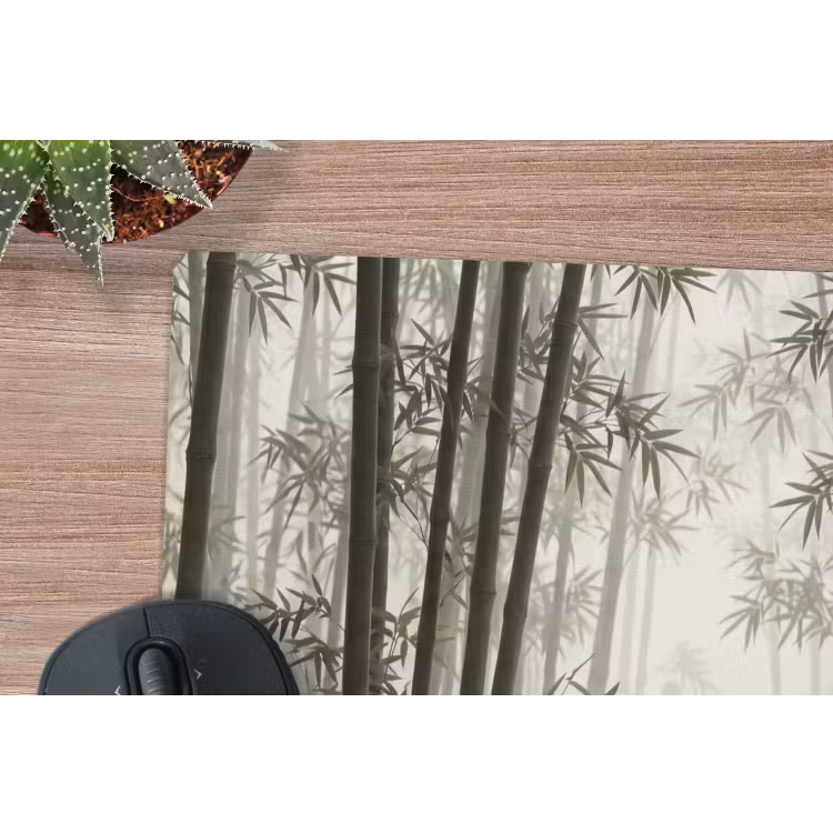 Bamboe - Bos - Mist - Natuur muismat rubber klein -closeup