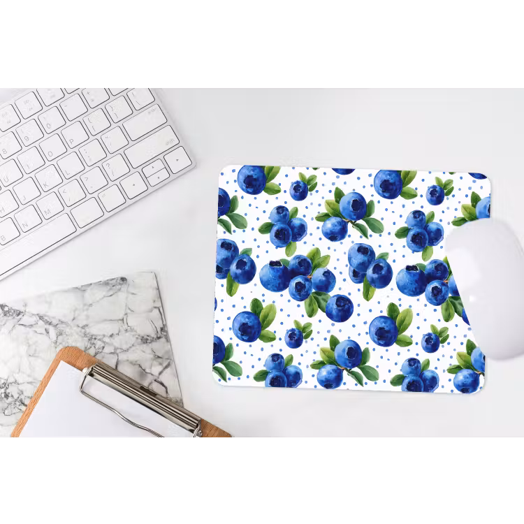Bessen - Patroon - Blauw muismat rubber klein 262 -witbureau