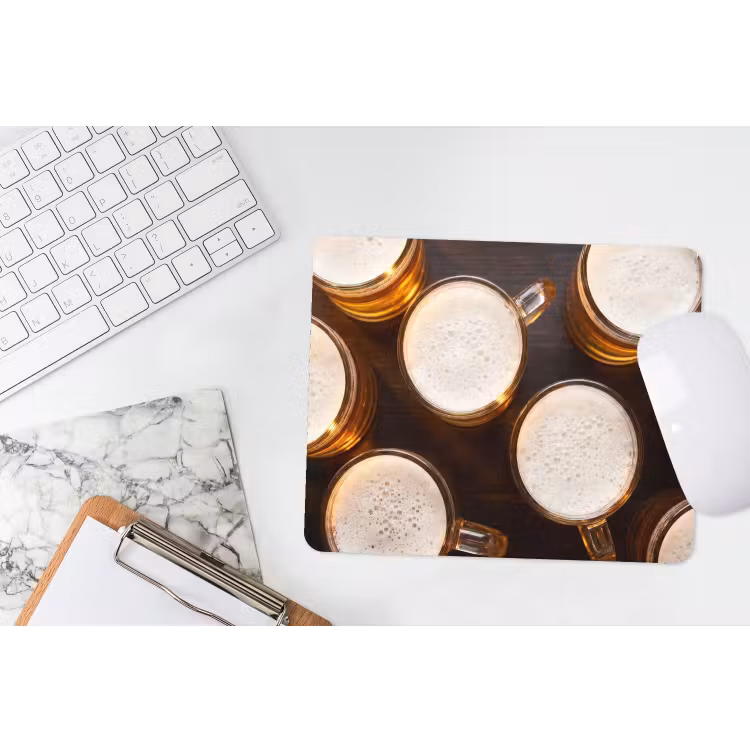 Bier - Glazen - Schuim - Hout - Drank muismat rubber klein -witbureau