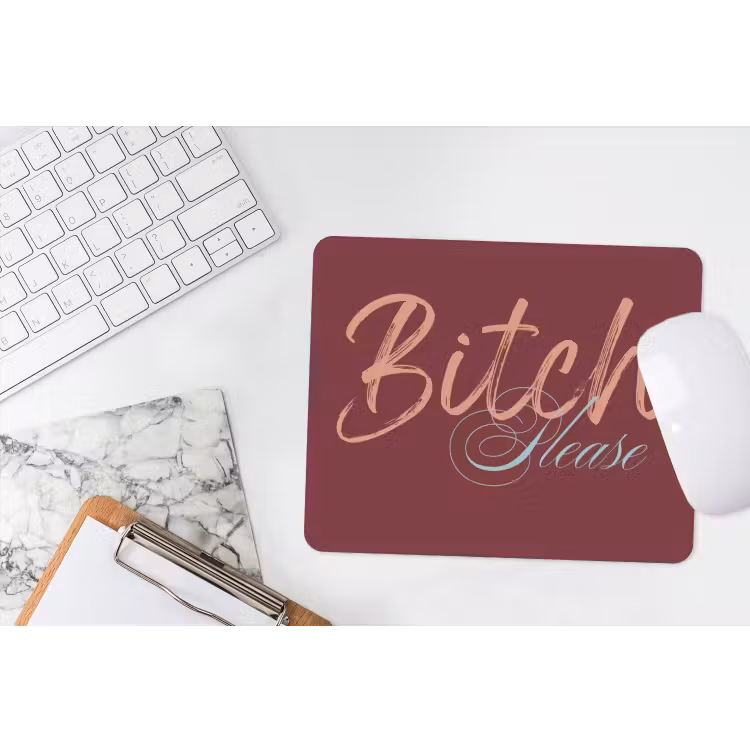 Bitch please - Rood - Blauw muismat rubber klein -witbureau