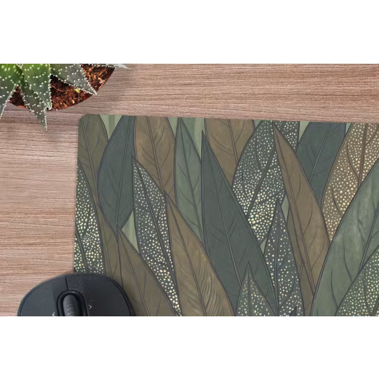 Bladeren - Patroon - Gestippeld - Natuur - Groen muismat rubber klein -closeup