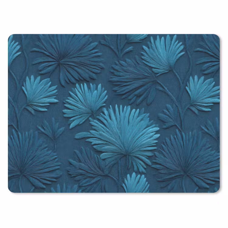 Bladeren - Reliëf - Patroon - Oceaanblauw - Modern muismat rubber klein 262 -3d