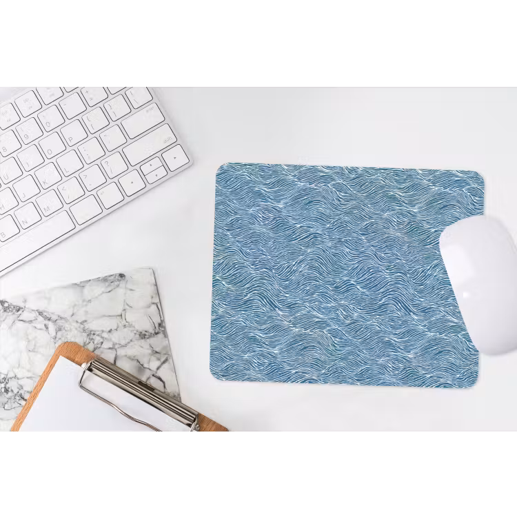 Blauw - Wit - Golven - Getekend - Textuur muismat rubber klein 262 -witbureau