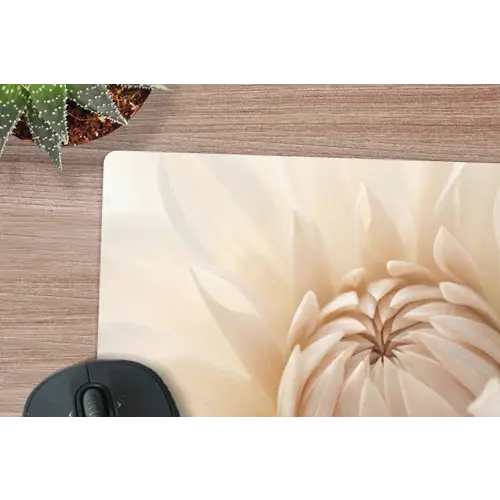 Bloem - Dahlia - Wit muismat rubber klein -closeup