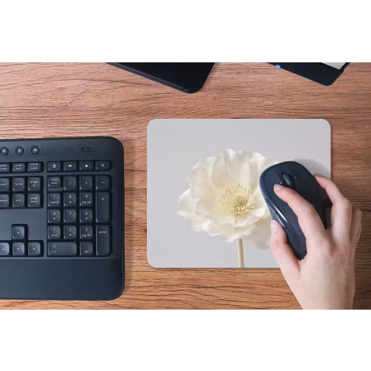 Bloem - Minimalistisch -Wit muismat rubber klein -toetsenbord