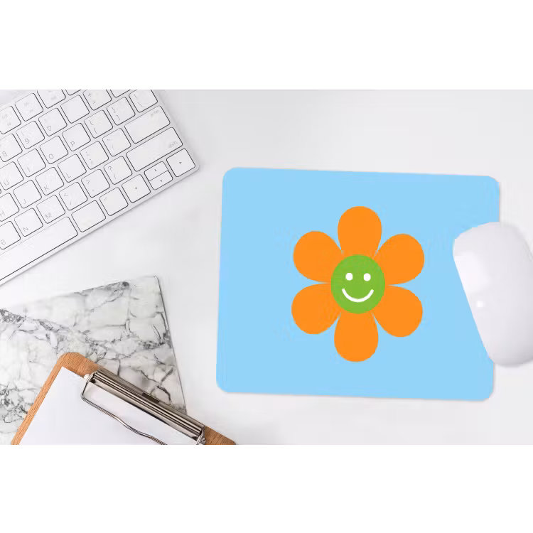 Bloem - Smiley - Kleurrijk muismat rubber klein -witbureau