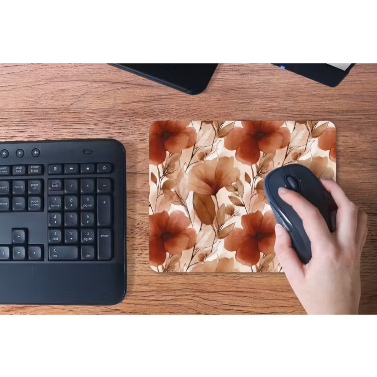 Bloemen - Aquarel - Botanisch - Terracotta muismat rubber klein 262 -toetsenbord