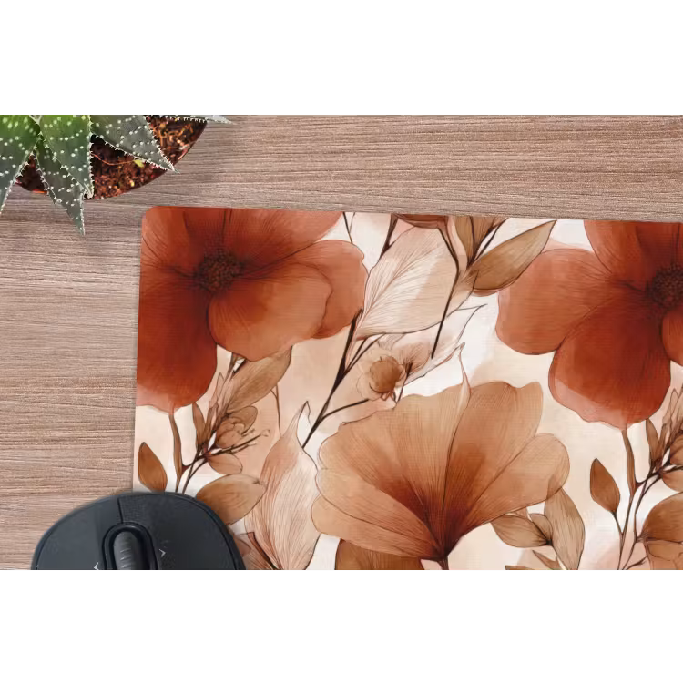 Bloemen - Aquarel - Botanisch - Terracotta muismat rubber klein 262 -closeup