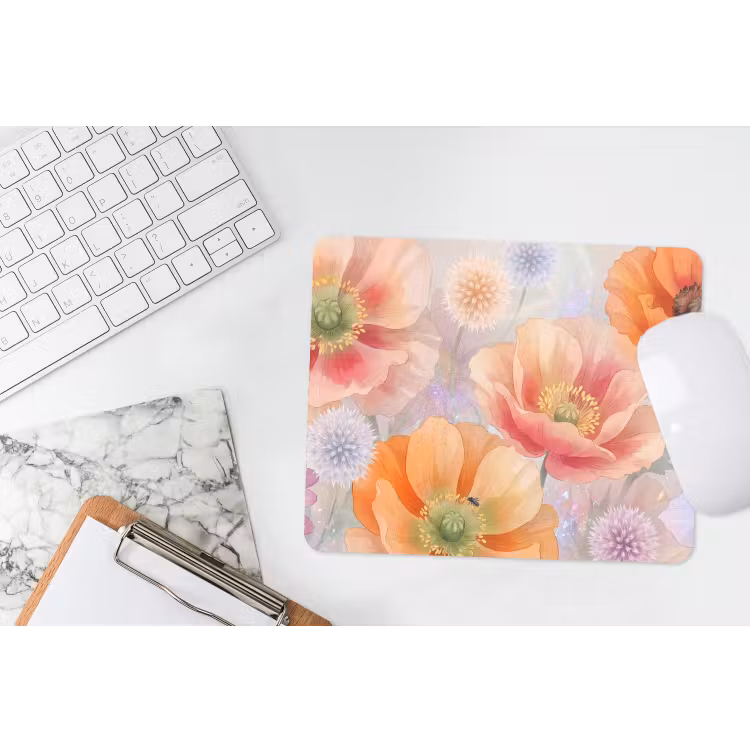 Bloemen - Aquarel - Natuur - Modern - Kleurrijk muismat rubber klein -witbureau