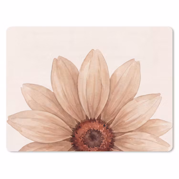Bloemen - Bloemblad - Natuur - Aquarel - Beige muismat rubber klein -3d