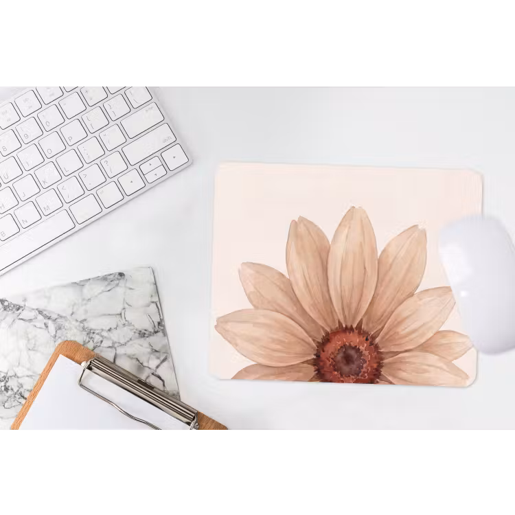 Bloemen - Bloemblad - Natuur - Aquarel - Beige muismat rubber klein -witbureau