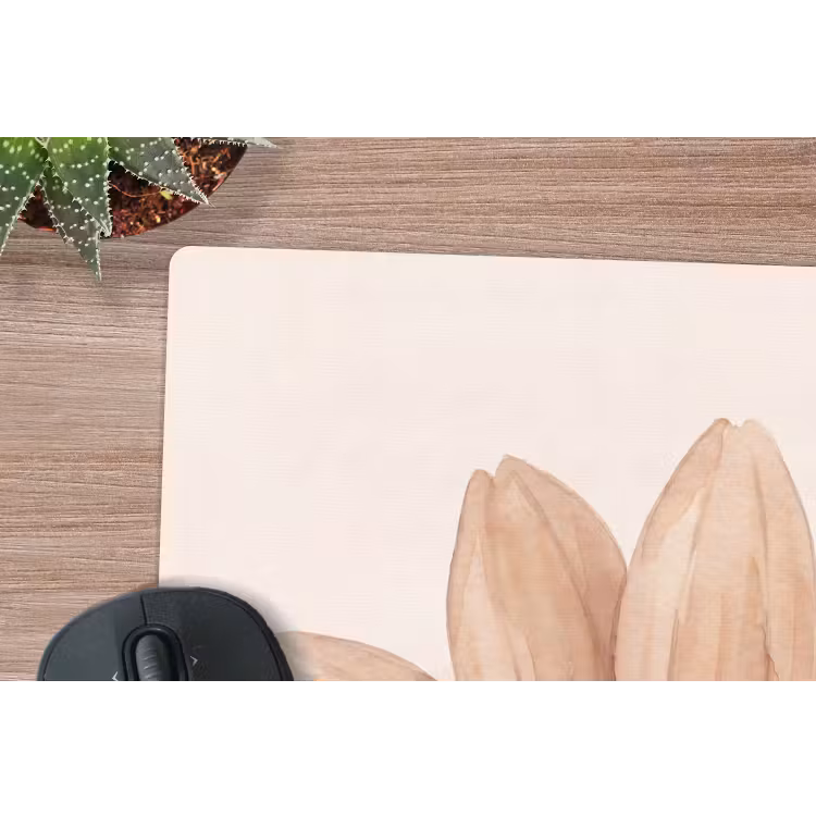 Bloemen - Bloemblad - Natuur - Aquarel - Beige muismat rubber klein -closeup