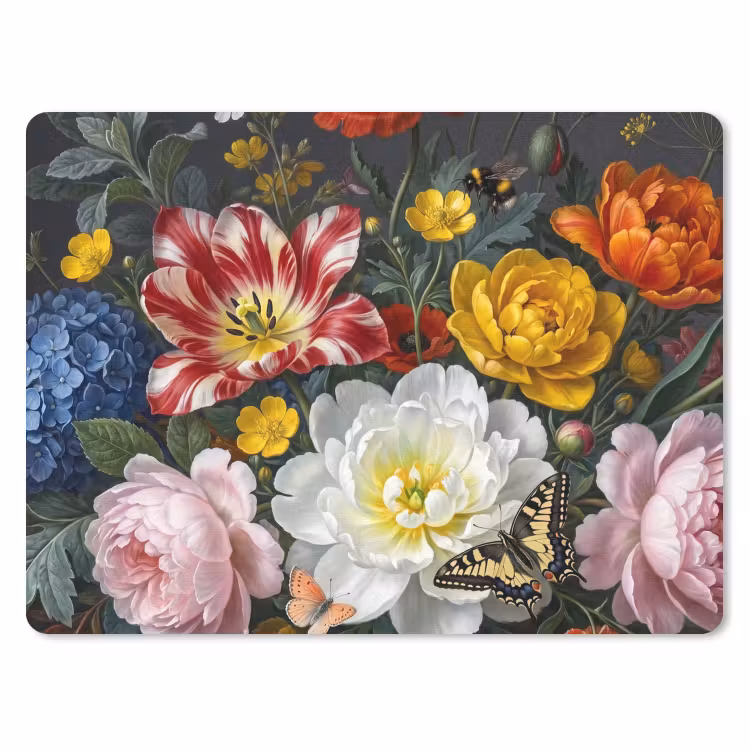 Bloemen - Boeket - Klassiek - Kleurrijk - Natuur muismat rubber klein -3d