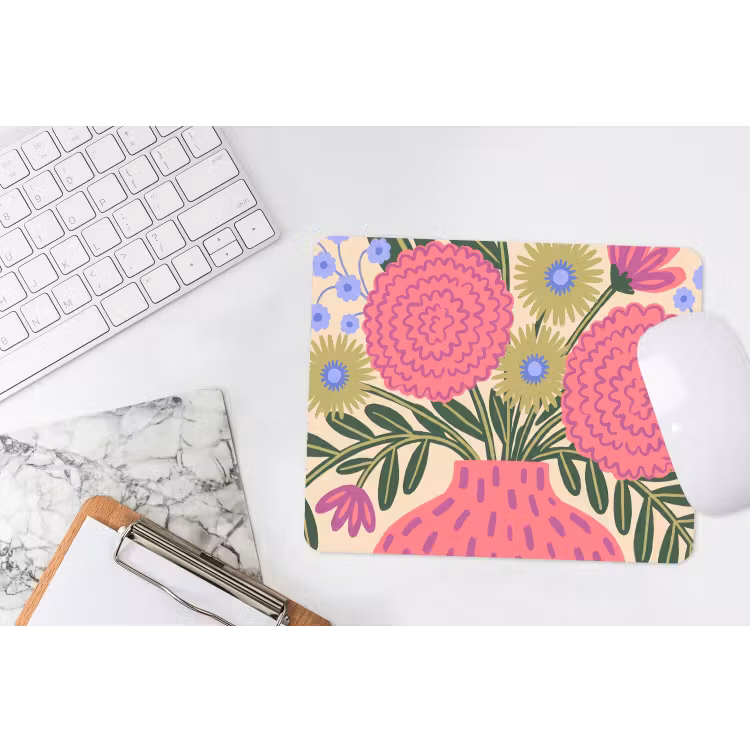 Bloemen - Boeket - Natuur - Abstract - Roze muismat rubber klein -witbureau