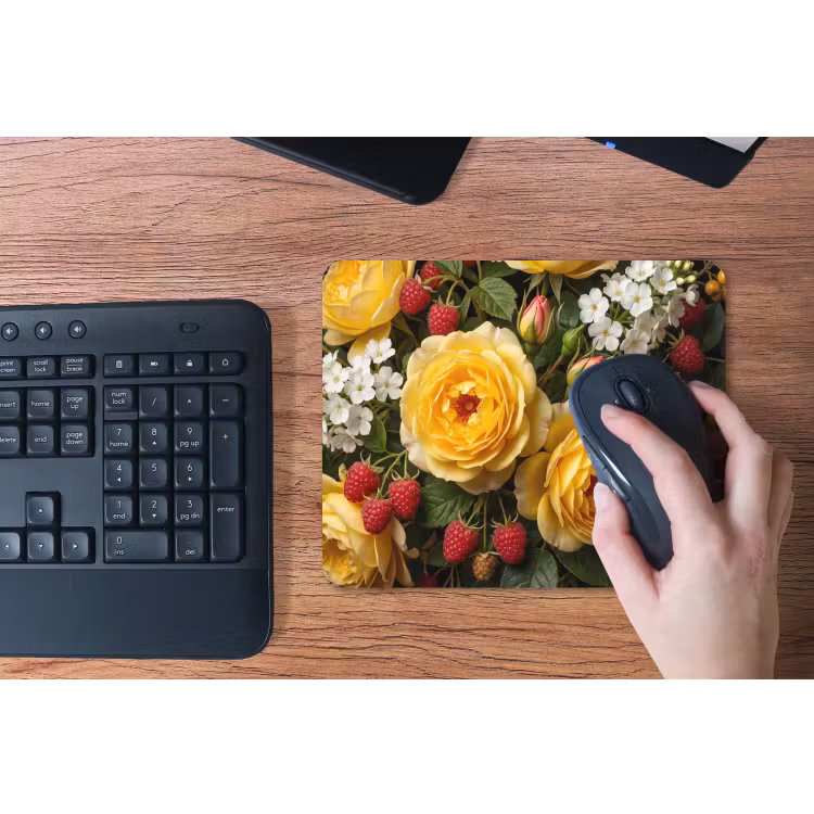 Bloemen - Boeket - Natuur - Klassiek - Geel muismat rubber klein -toetsenbord