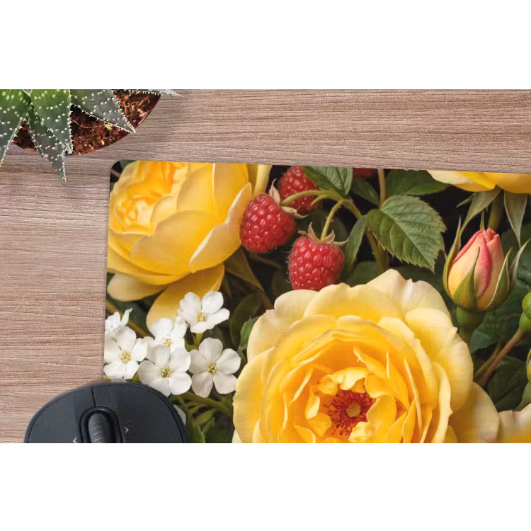 Bloemen - Boeket - Natuur - Klassiek - Geel muismat rubber klein -closeup