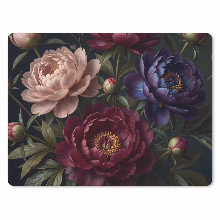 Bloemen - Boeket - Natuur - Modern - Donker muismat rubber klein -3d