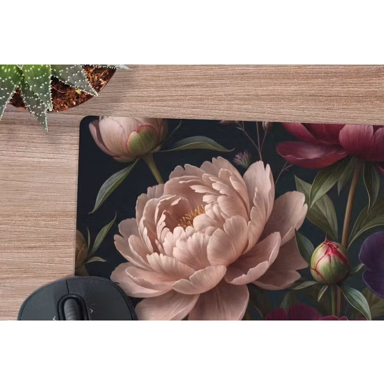 Bloemen - Boeket - Natuur - Modern - Donker muismat rubber klein -closeup