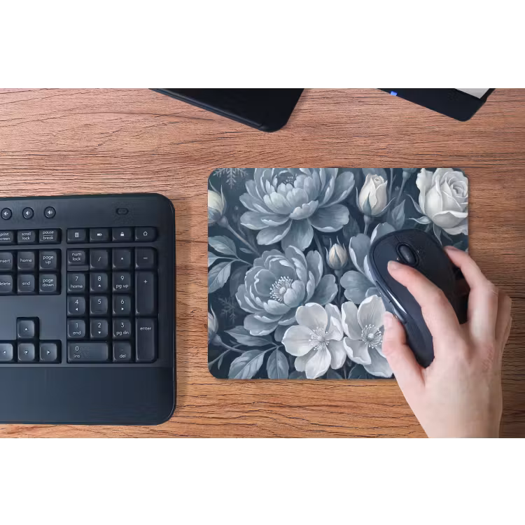 Bloemen - Boeket - Winter - Abstract - Blauw muismat rubber klein -toetsenbord
