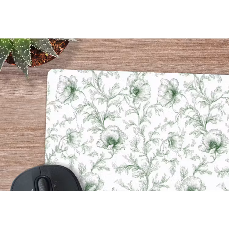 Bloemen - Getekend - Groen muismat rubber klein 262 -closeup