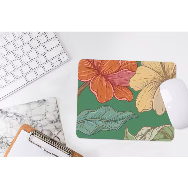 Muismat - Bloemen - Groen - Illustratie - Bloemen - Groen - Illustratie muismat rubber klein