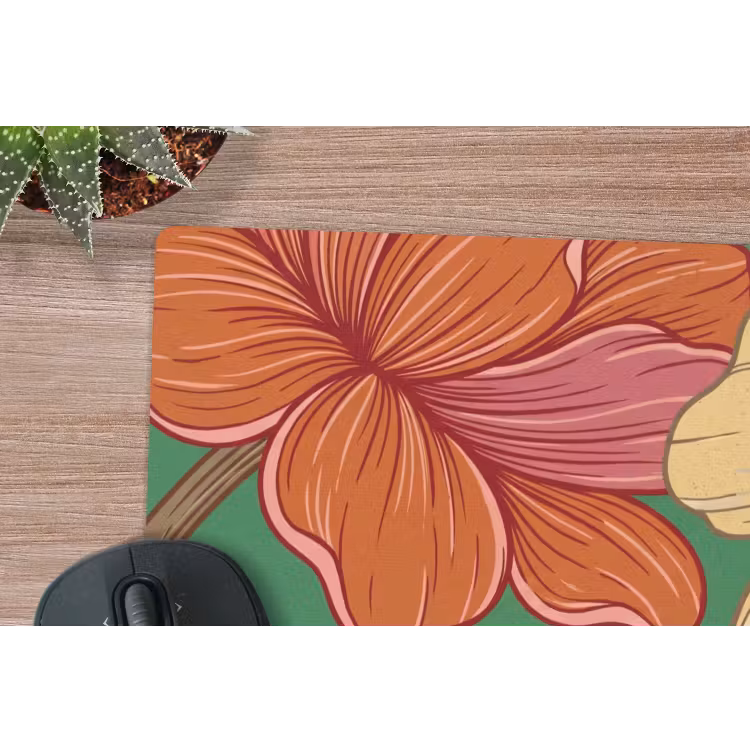 Muismat - Bloemen - Groen - Illustratie - Bloemen - Groen - Illustratie muismat rubber klein