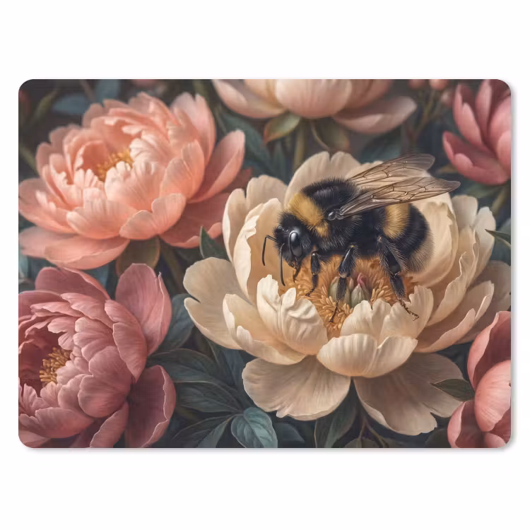 Bloemen - Insect - Natuur - Roze muismat rubber klein -3d