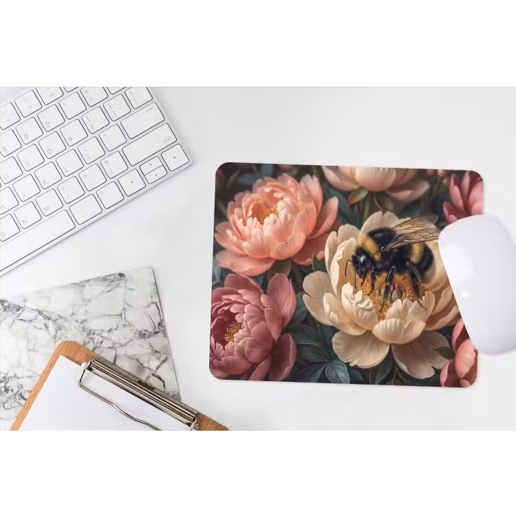 Bloemen - Insect - Natuur - Roze muismat rubber klein -witbureau