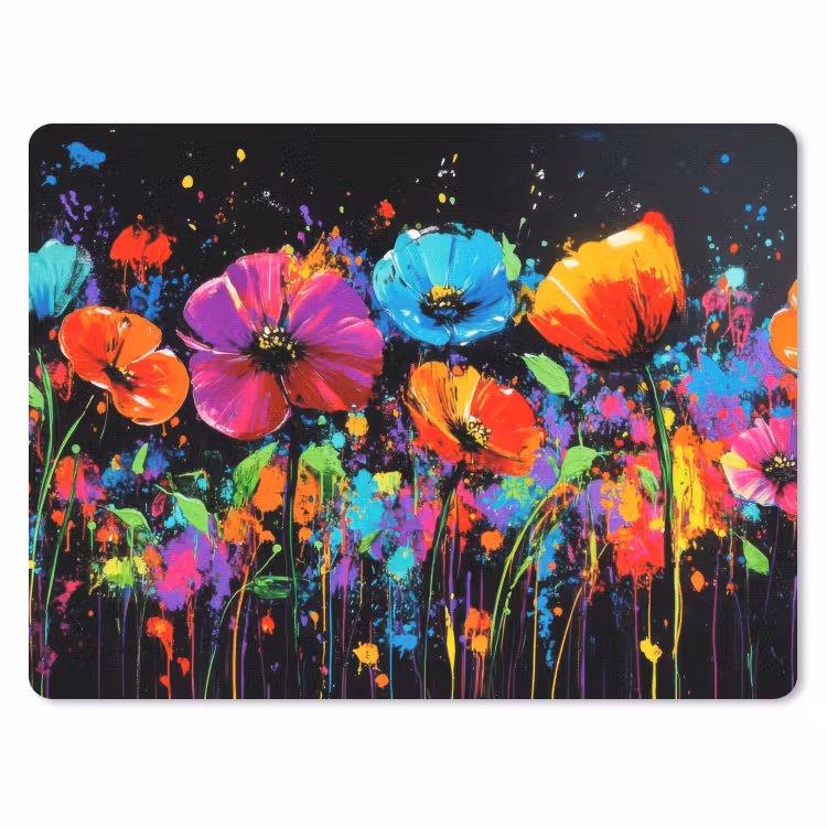 Bloemen - Kleurrijk - Spetters muismat rubber klein -3d