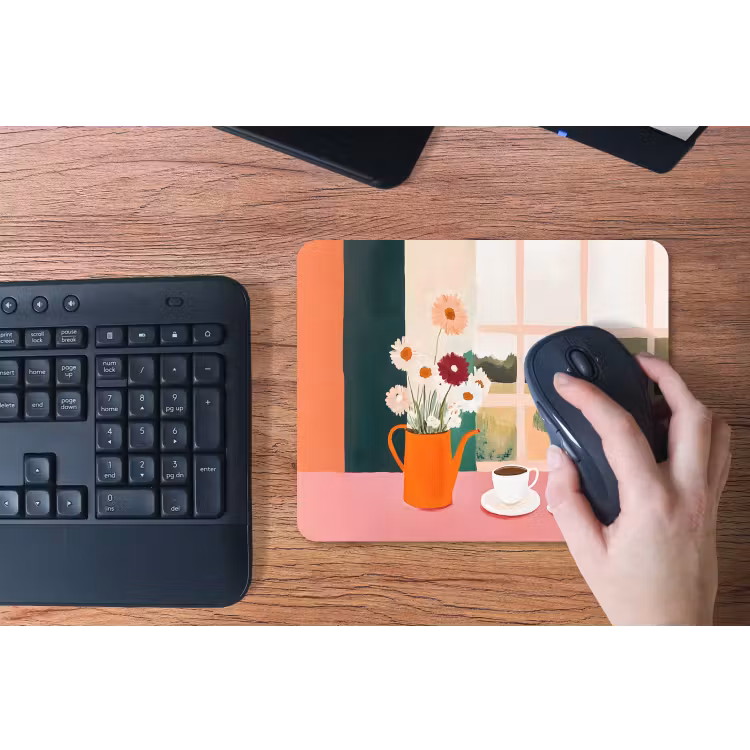 Bloemen - Koffie - Raam muismat rubber klein -toetsenbord