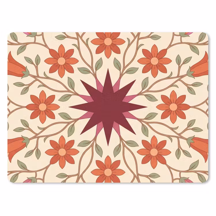 Bloemen - Mandala - Decoratief - Rood muismat rubber klein -3d