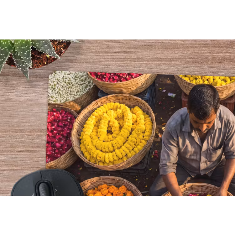 Muismat - Bloemen - Markt - Kleurrijk - Bloemen - Markt - Kleurrijk muismat rubber klein