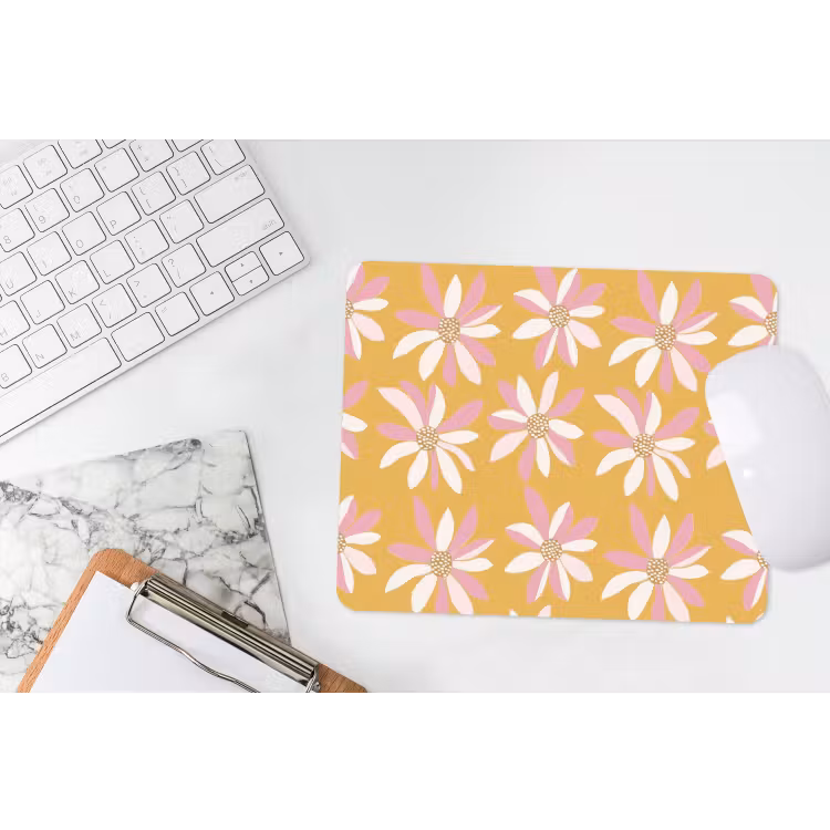 Bloemen - Modern - Geel muismat rubber klein 262 -witbureau