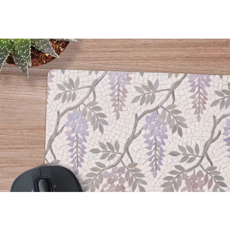 Bloemen - Mozaïek - Natuur - Patroon - Paars muismat rubber klein -closeup