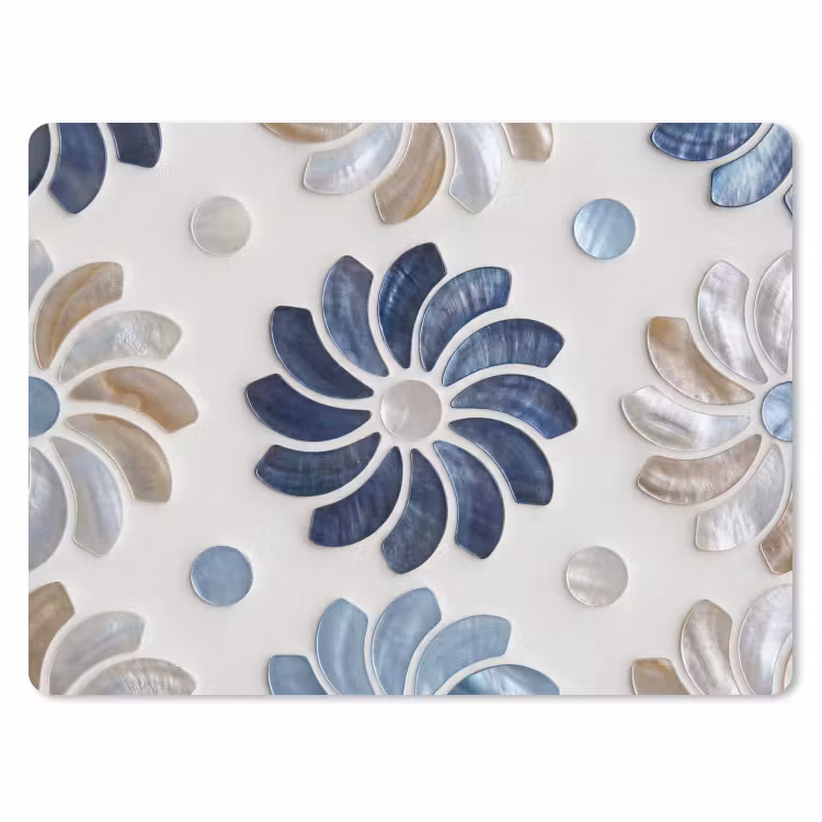 Bloemen - Parelmoer - Abstract - Patroon - Blauw muismat rubber klein -3d