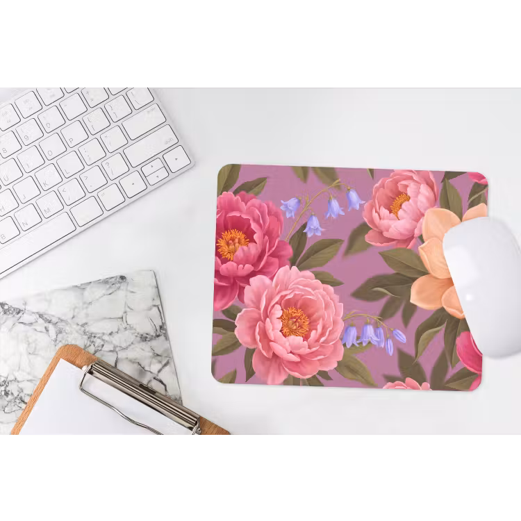 Bloemen - Patroon - Illustratie - Roze muismat rubber klein -witbureau