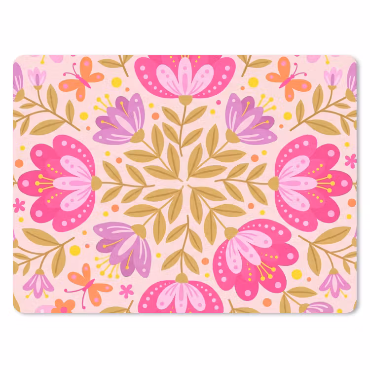 Bloemen - Patroon - Natuur - Abstract - Roze muismat rubber klein -3d
