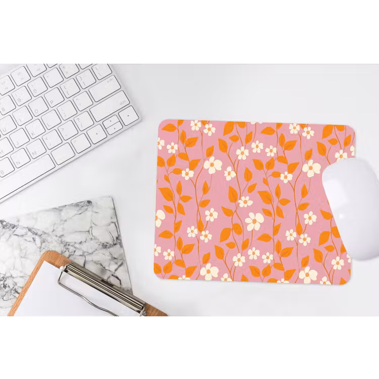 Bloemen - Patroon - Oranje muismat rubber klein 262 -witbureau