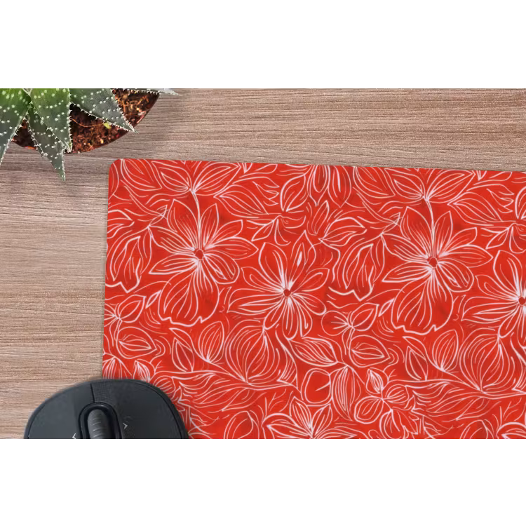 Bloemen - Patroon - Rood muismat rubber klein 262 -closeup