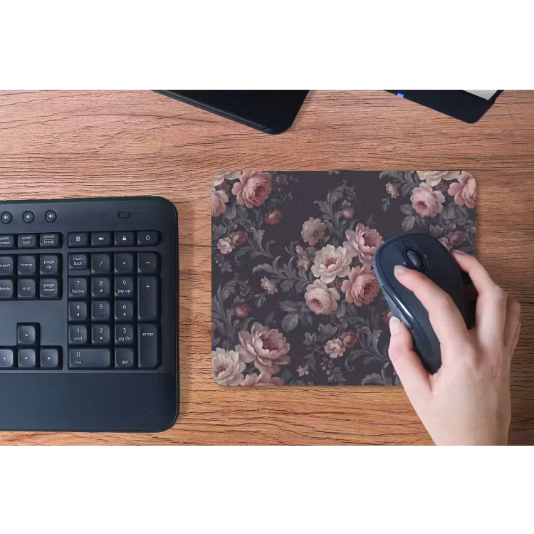 Bloemen - Patroon - Sierlijk - Roze - Donker muismat rubber klein -toetsenbord