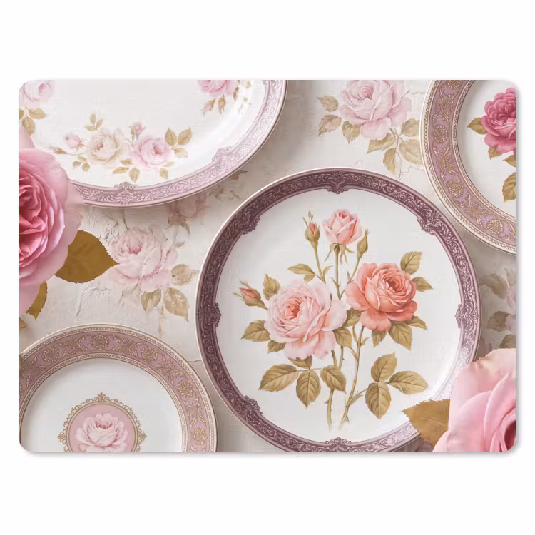 Bloemen - Patroon - Vintage - Roze - Decoratie muismat rubber klein -3d