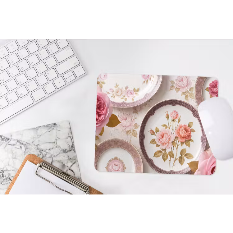 Bloemen - Patroon - Vintage - Roze - Decoratie muismat rubber klein -witbureau