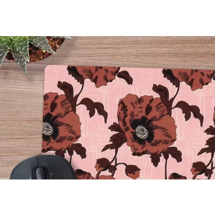Bloemen - Retro - Rood muismat rubber klein 262 -closeup