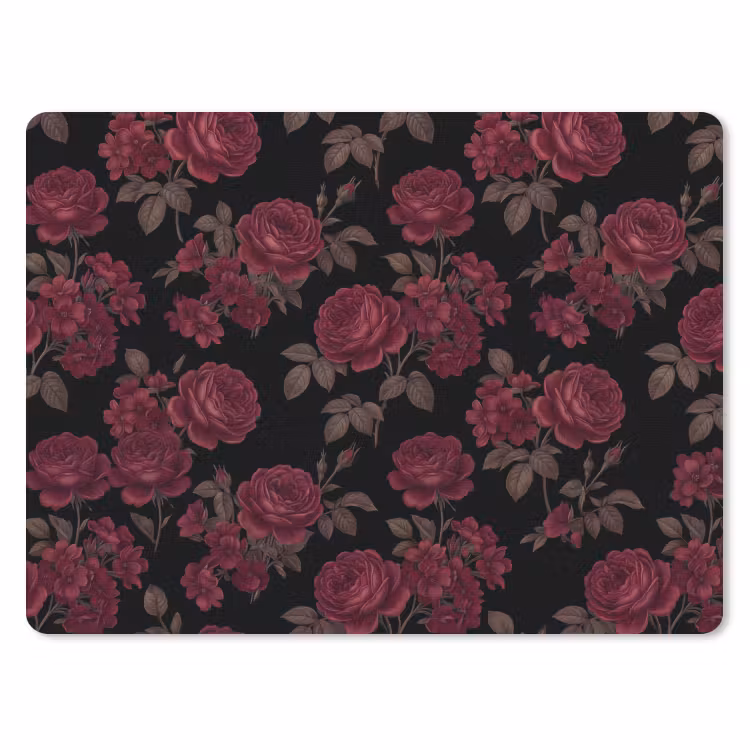 Bloemen - Roos - Patroon - Klassiek - Rood muismat rubber klein -3d