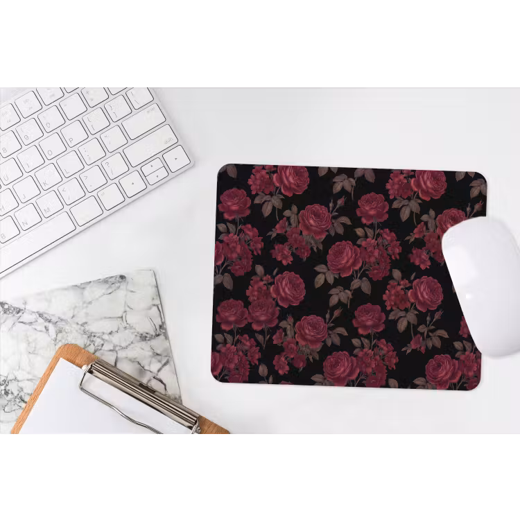 Bloemen - Roos - Patroon - Klassiek - Rood muismat rubber klein -witbureau