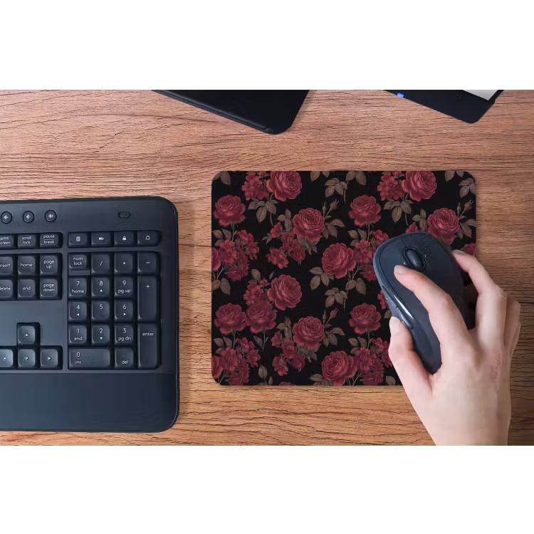 Bloemen - Roos - Patroon - Klassiek - Rood muismat rubber klein -toetsenbord